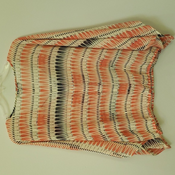 Sanctuary Top Womens sz Small Sheer Chiffon Geometric Print V Neck Raglan Sleeve - Picture 5 of 7